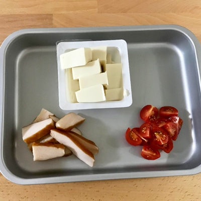 箸休めに！豆腐とチキンのパスタサラダ